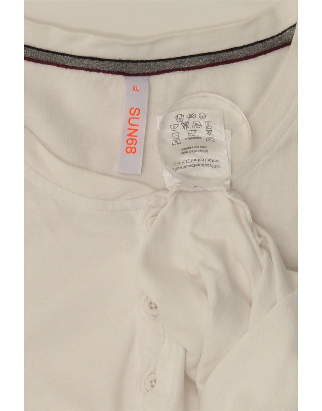 SUN68 Top masculino de manga comprida XL de algodão branco