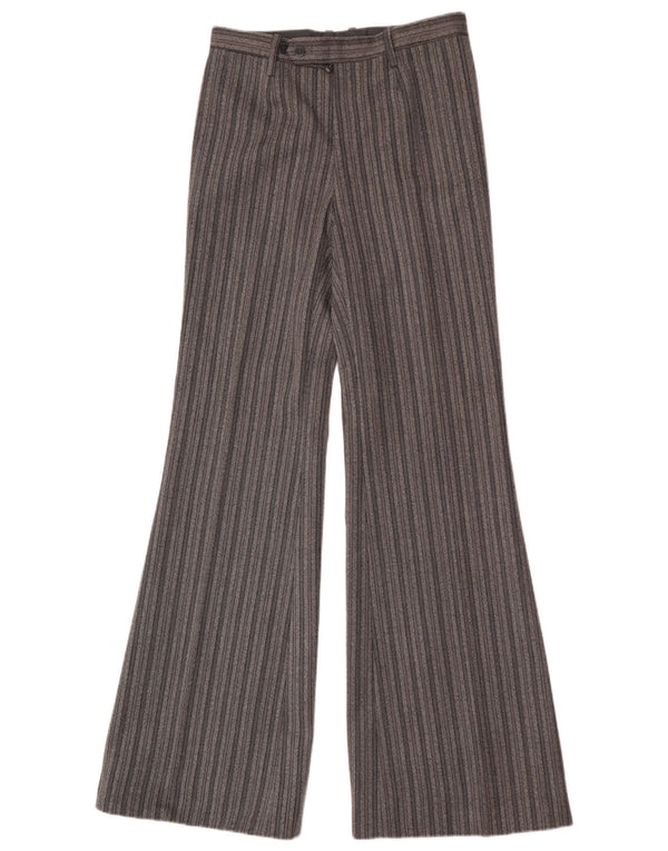 Calça vintage masculina flare casual W28 L34 listrada cinza