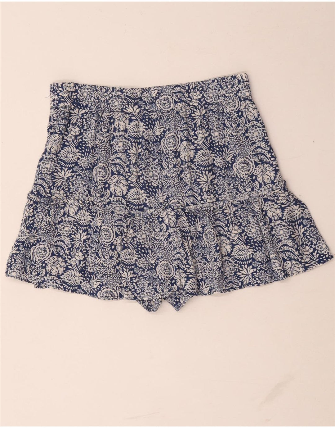 Zara Shorts feminino de cintura alta médio W28 azul floral