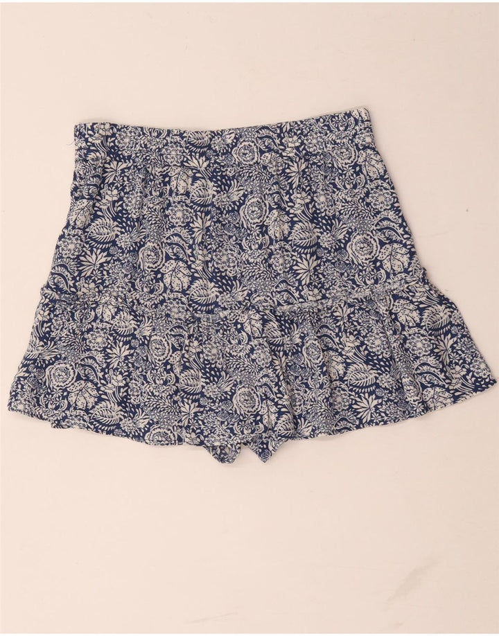 Zara Shorts feminino de cintura alta médio W28 azul floral