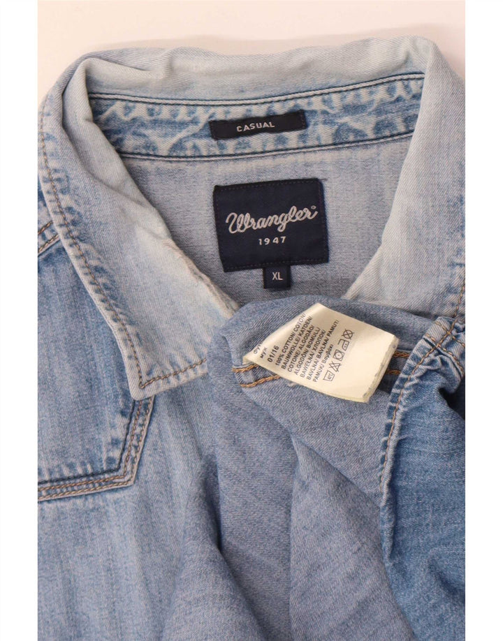 Wrangler Camisa jeans masculina casual XL algodão azul
