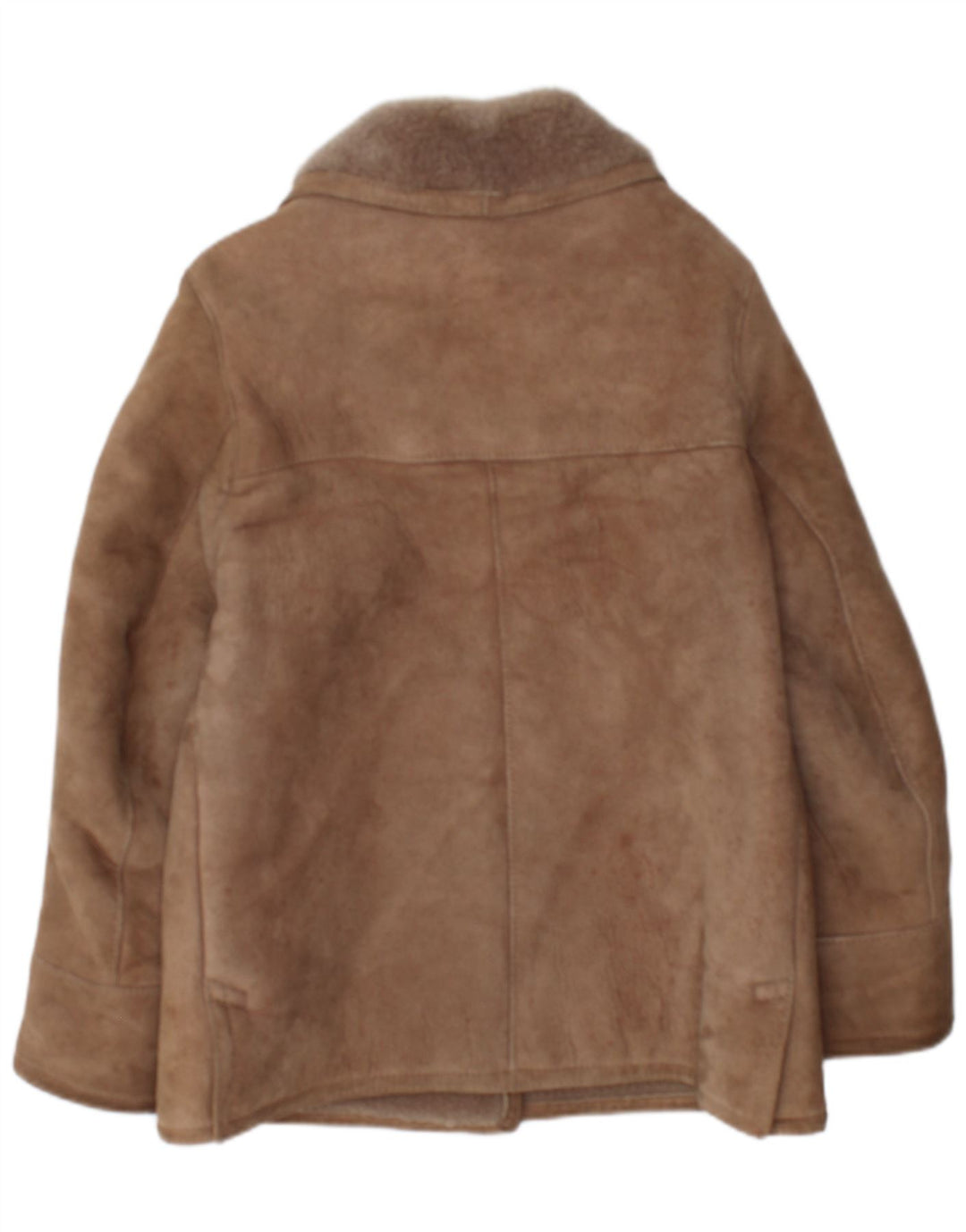 Jaqueta feminina vintage de shearling de grandes dimensões IT 36 XS pele de cordeiro marrom