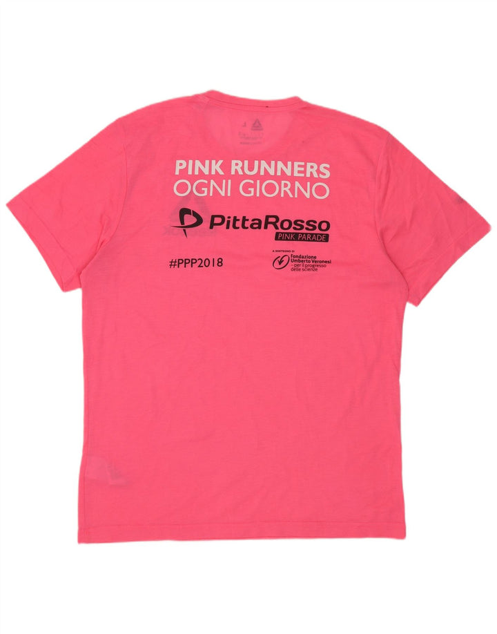 Camiseta gráfica masculina Reebok Top grande poliéster rosa