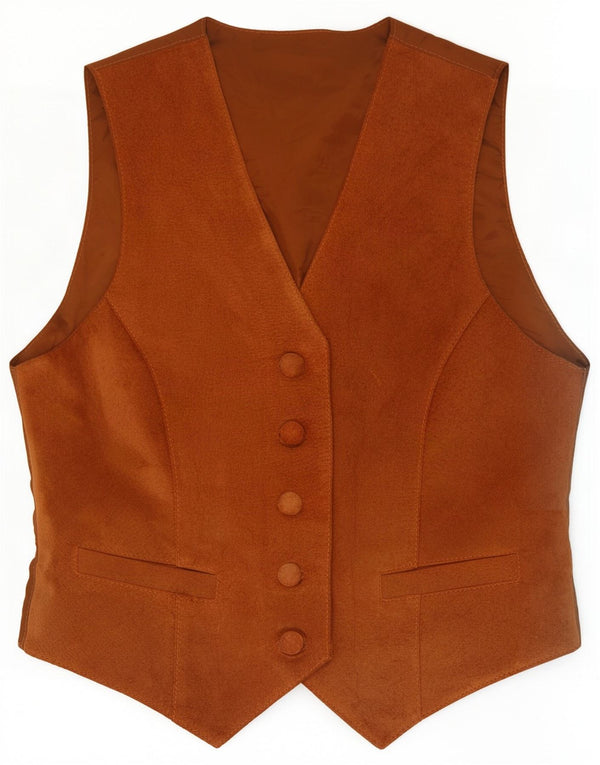 Vintage Womens Suede Waistcoat UK 12 Medium Beige Leather