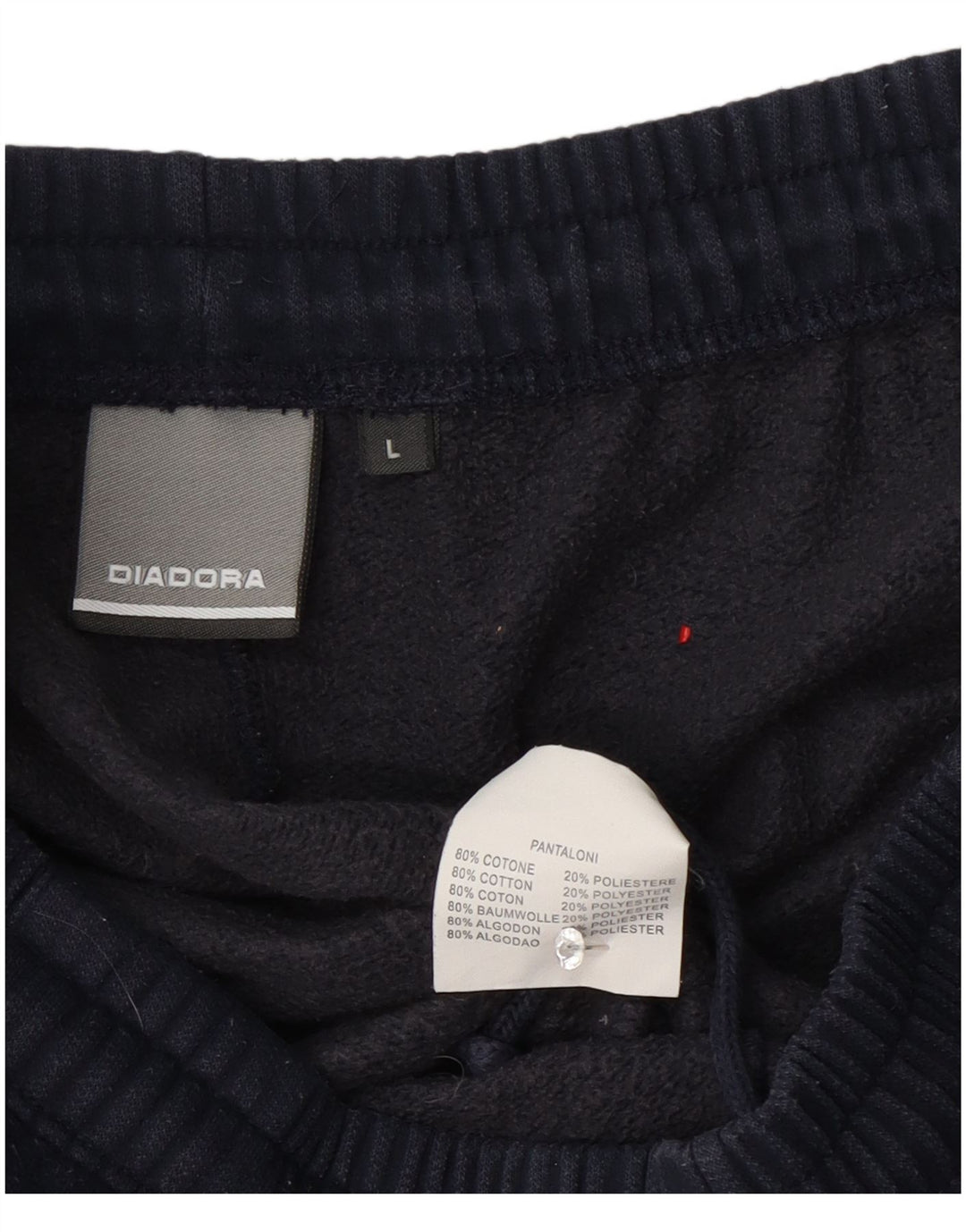Calça de treino masculina Diadora grande algodão azul marinho