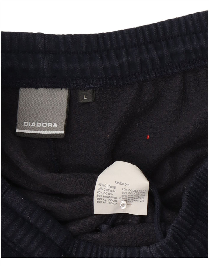 Calça de treino masculina Diadora grande algodão azul marinho