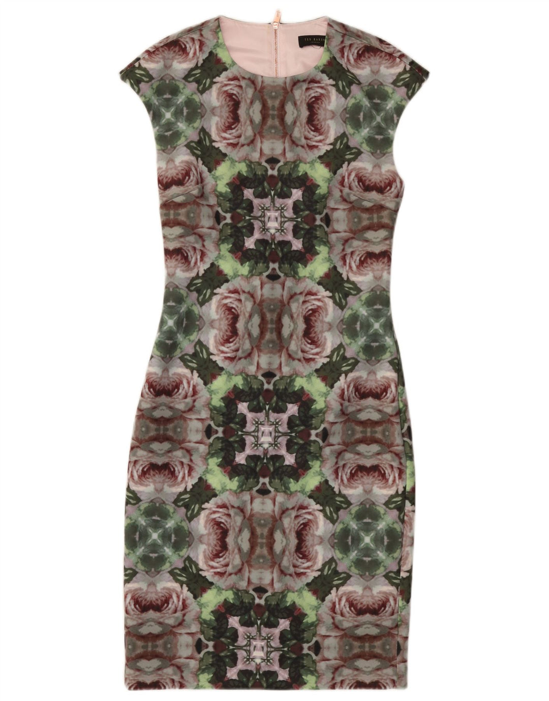 Vestido bainha feminino TED BAKER tamanho 2 pequeno poliéster floral multicolorido