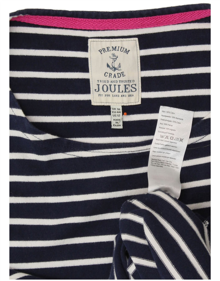 JOULES Vestido camiseta feminino UK 16 grande azul marinho listrado algodão náutico