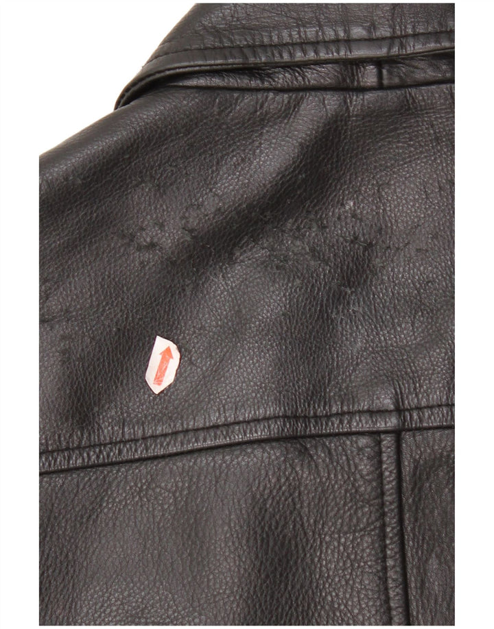 Jaqueta de couro militar masculina vintage Reino Unido 40 couro preto grande