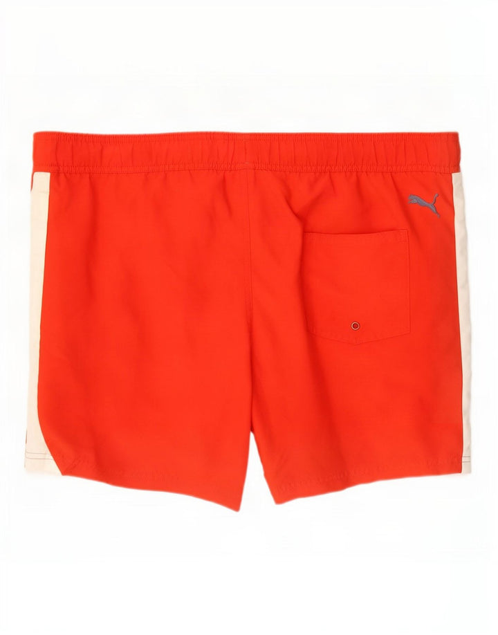 Shorts de natação masculinos Puma Graphic grande laranja colorblock poliéster