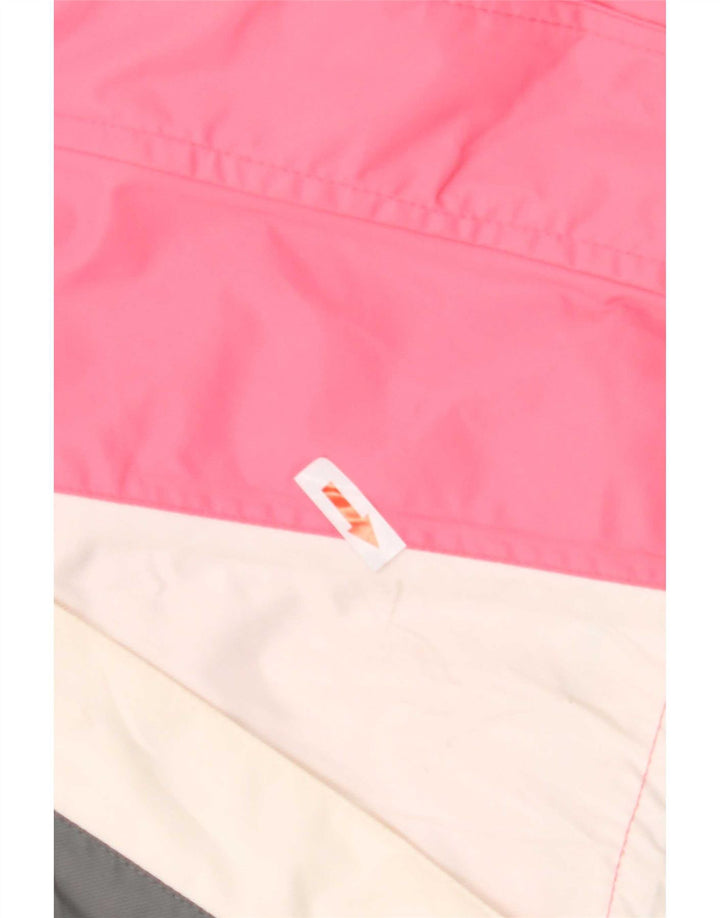 Jaqueta de esqui vintage feminina com capuz UK 12 poliamida colorblock rosa médio