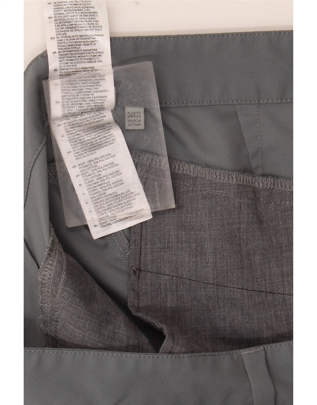 Calças Chino Slim Masculinas ADIDAS W34 L32 Cinza Poliéster