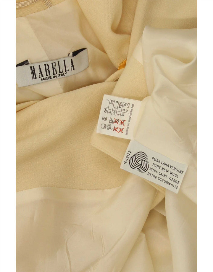 Jaqueta blazer feminina Marella com 1 botão Reino Unido 12 lã nova amarela média