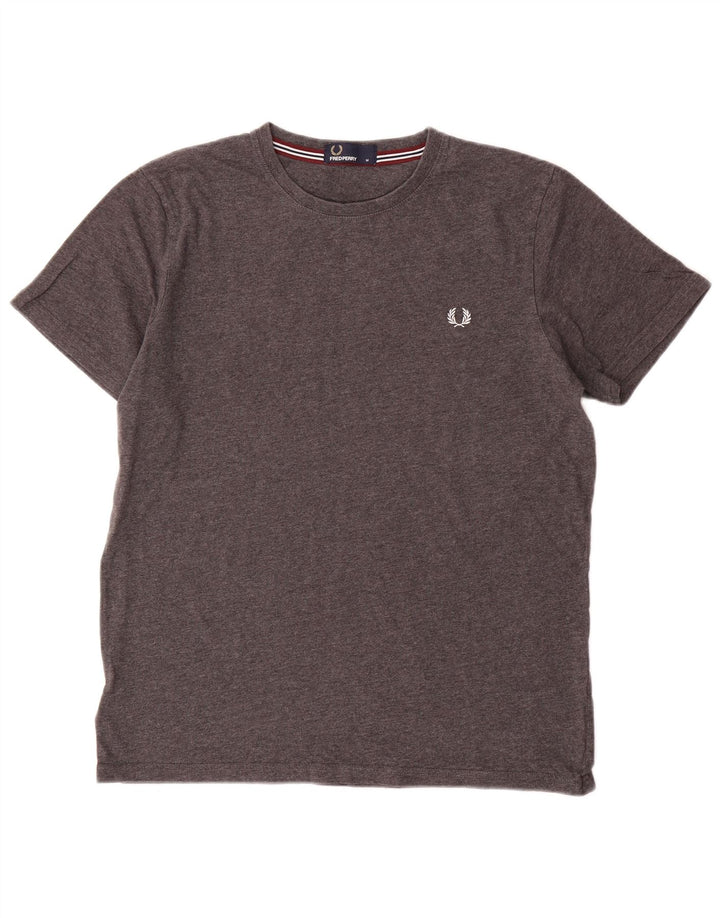Camiseta masculina Fred Perry algodão manchado cinza médio