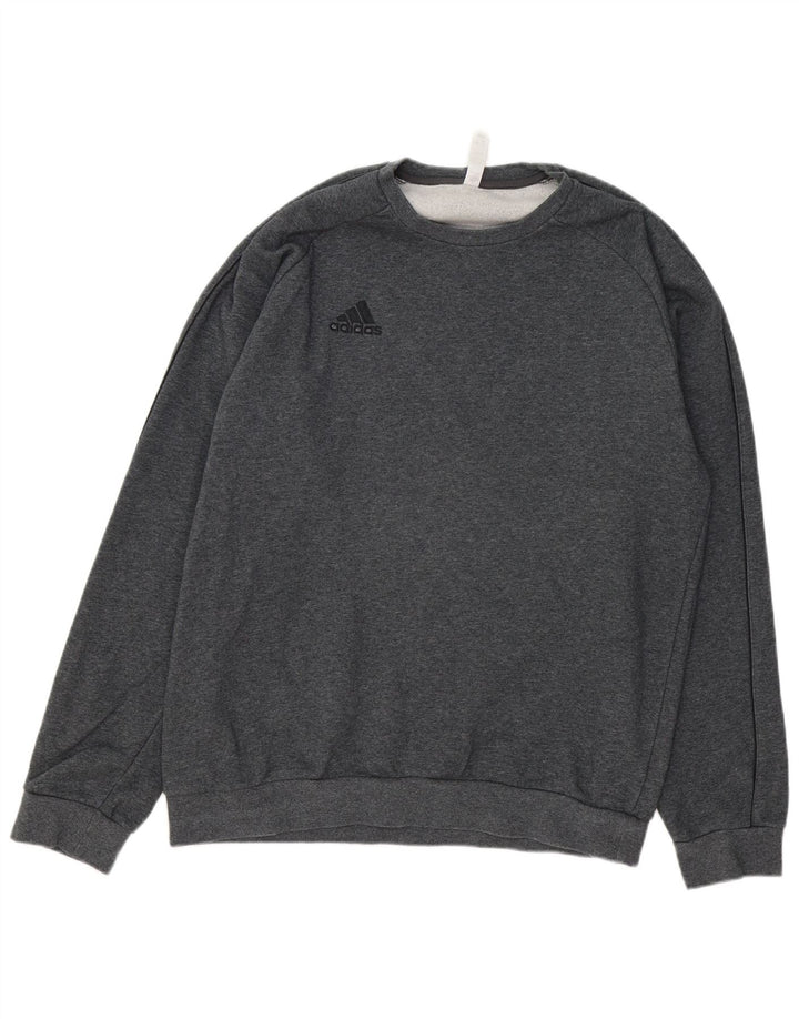 ADIDAS Mens Moletom Jumper Grande Algodão Cinza