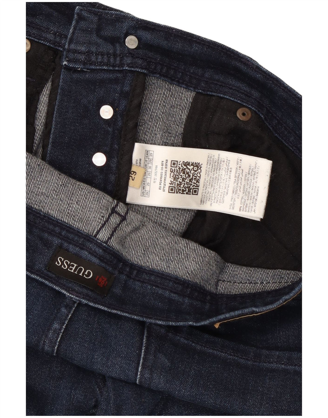 Jeans slim masculino GUESS W29 L28 algodão azul marinho