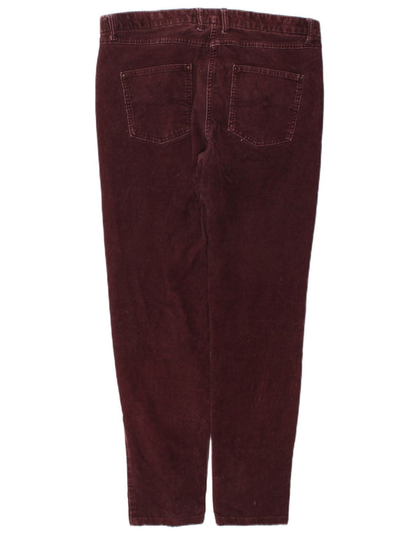 Calça feminina de veludo cotelê Marks & Spencer UK 12 médio W32 L27 Borgonha