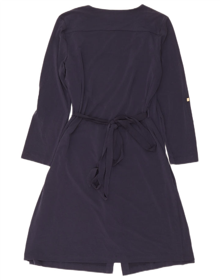 Vestido feminino de manga comprida Calvin Klein UK 14 poliéster azul marinho médio