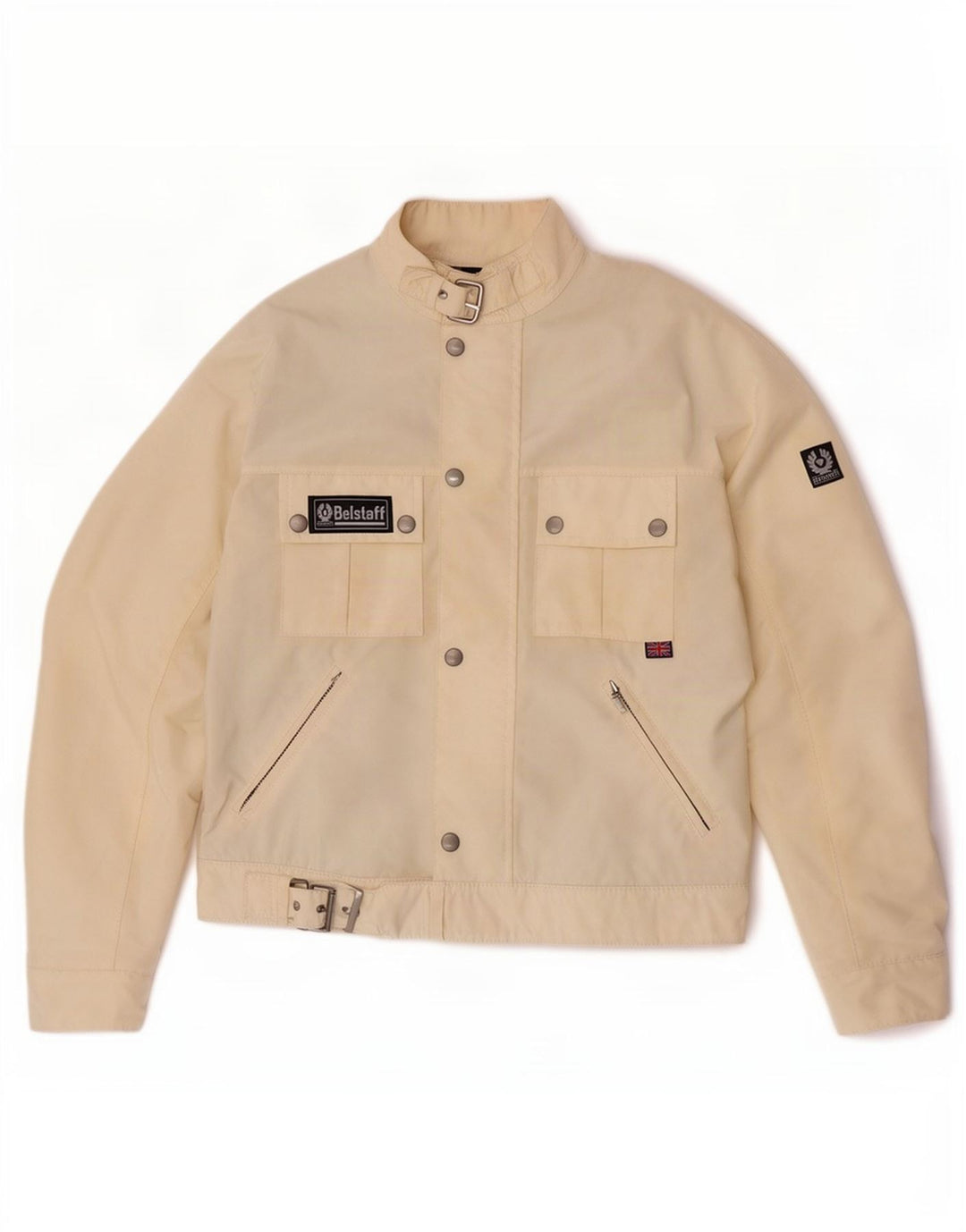 Jaqueta feminina Belstaff Racer UK 12 médio off white nylon