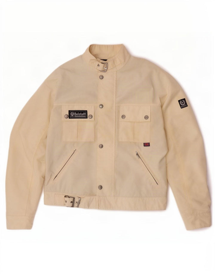 Jaqueta feminina Belstaff Racer UK 12 médio off white nylon