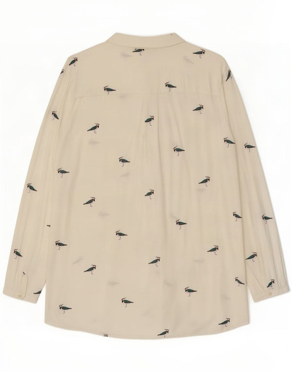 Joules Womens Abstract Pattern Oversized Shirt Blouse UK 18 XL White