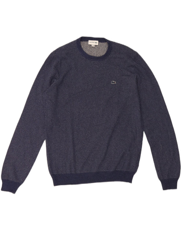 Suéter masculino Lacoste com gola redonda tamanho 5 grande lã azul marinho