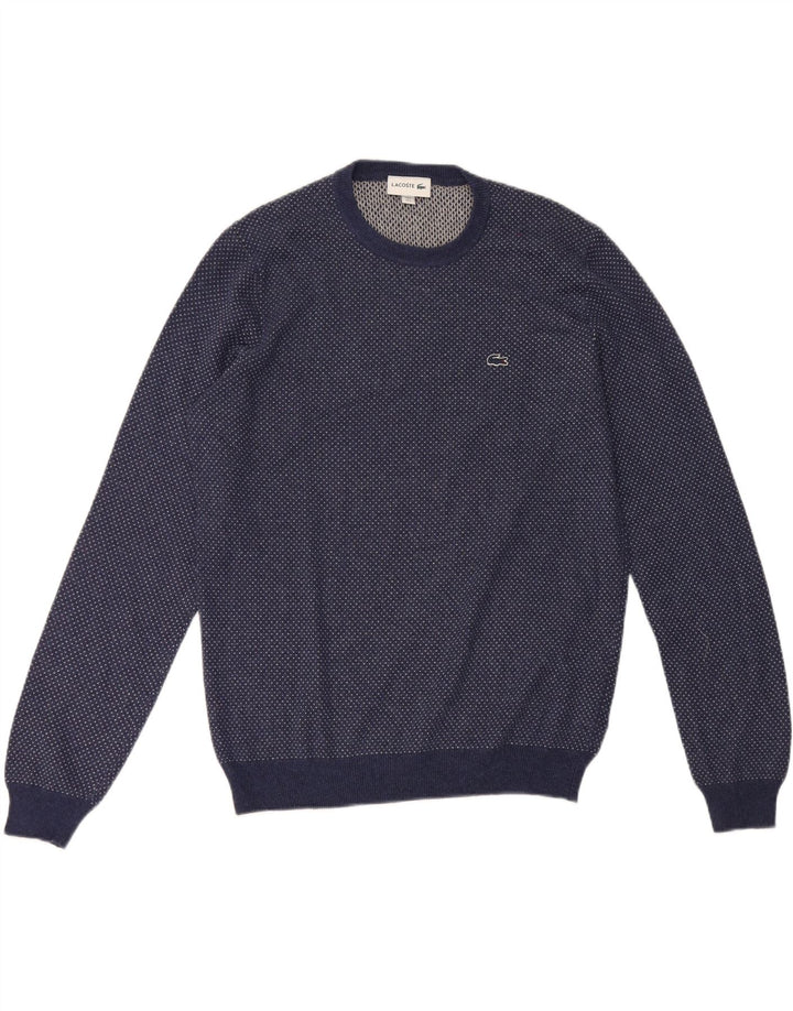 Suéter masculino Lacoste com gola redonda tamanho 5 grande lã azul marinho