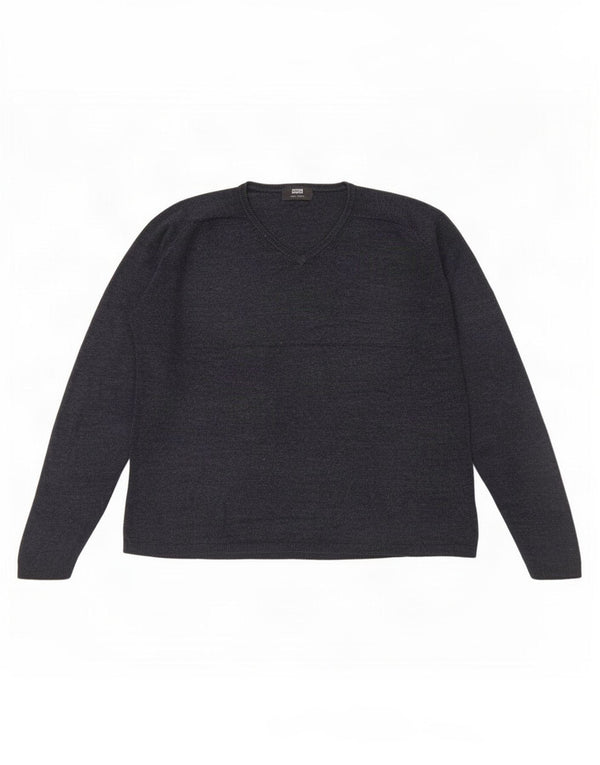 Suéter masculino Marks & Spencer com decote em V grande acrílico azul marinho