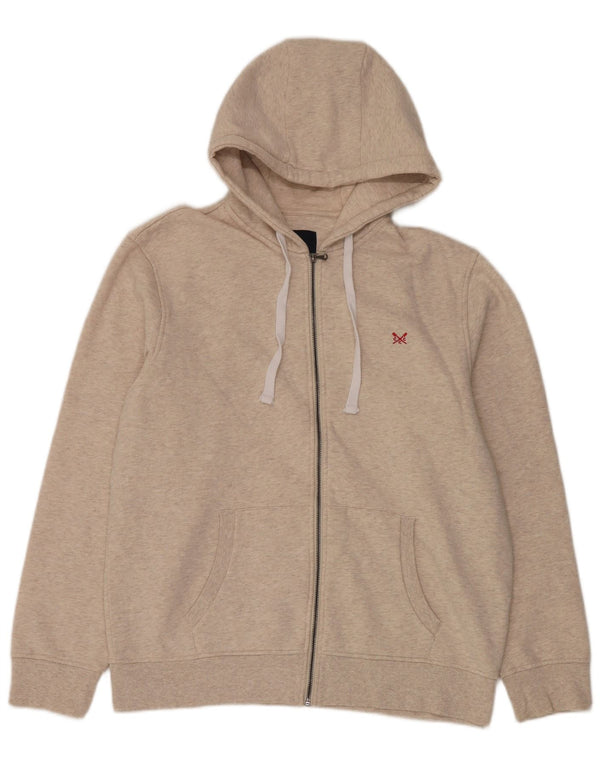 Suéter masculino com capuz e zíper Crew Clothing 2XL algodão bege