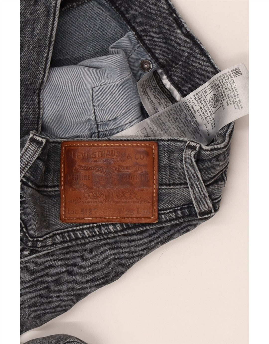 Calça jeans masculina Levi's 512 Slim Tapered W28 L30 cinza algodão