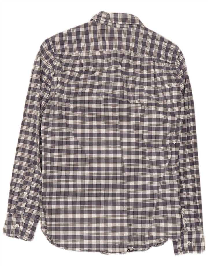 Camisa masculina J. Crew tamanho 13 1/2 XS cinza xadrez algodão