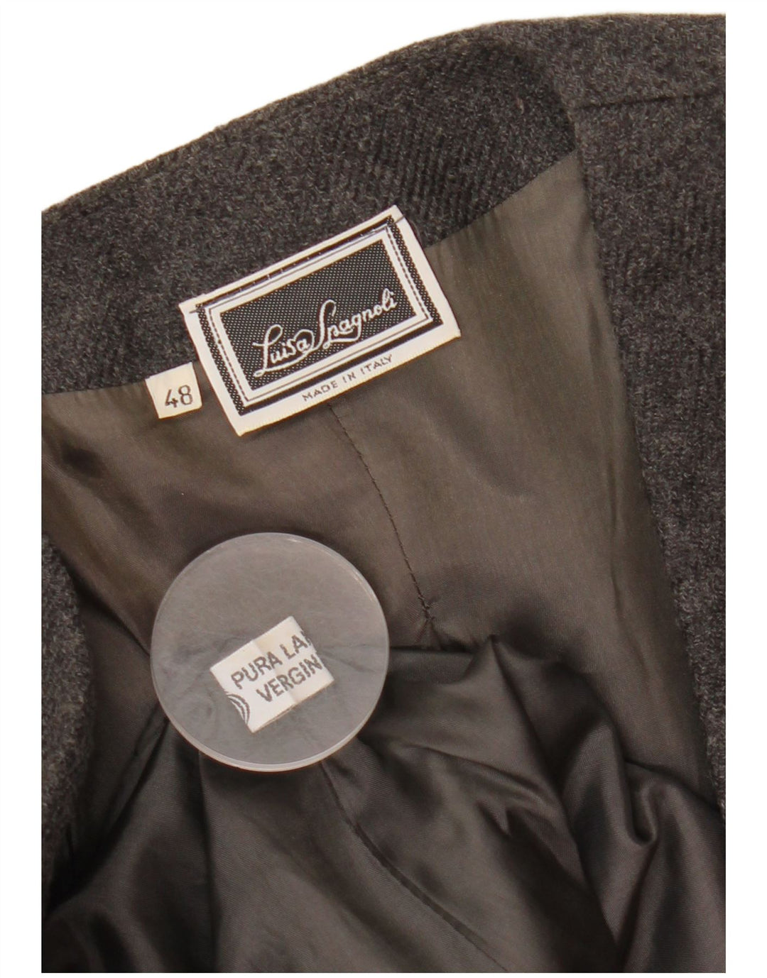 LUISA SPAGNOLI Jaqueta blazer feminina com 1 botão IT 48 XL lã cinza