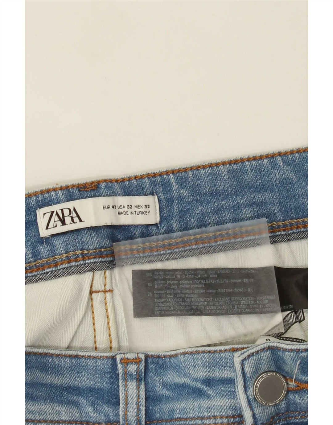 Zara Mens Slim Jeans EU 42 Grande W32 L30 Azul Algodão