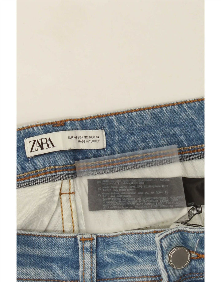 Zara Mens Slim Jeans EU 42 Grande W32 L30 Azul Algodão