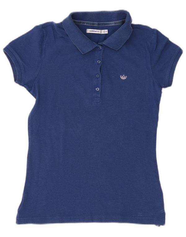 Camisa polo feminina Adidas EU 36 pequena algodão azul marinho