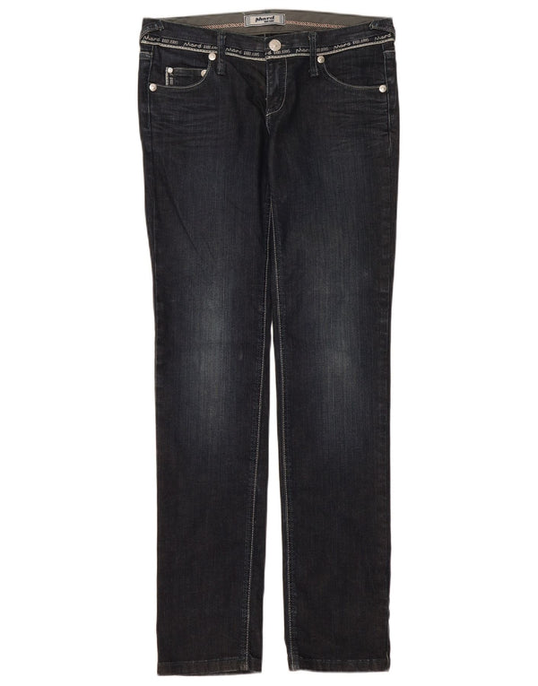 Calça jeans feminina Phard Graphic Slim UK 8 pequena W32 L33 azul marinho algodão
