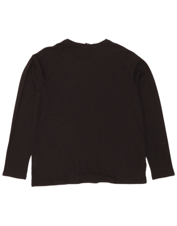 Hugo Boss Mens Graphic Top Manga Longa Grande Algodão Preto
