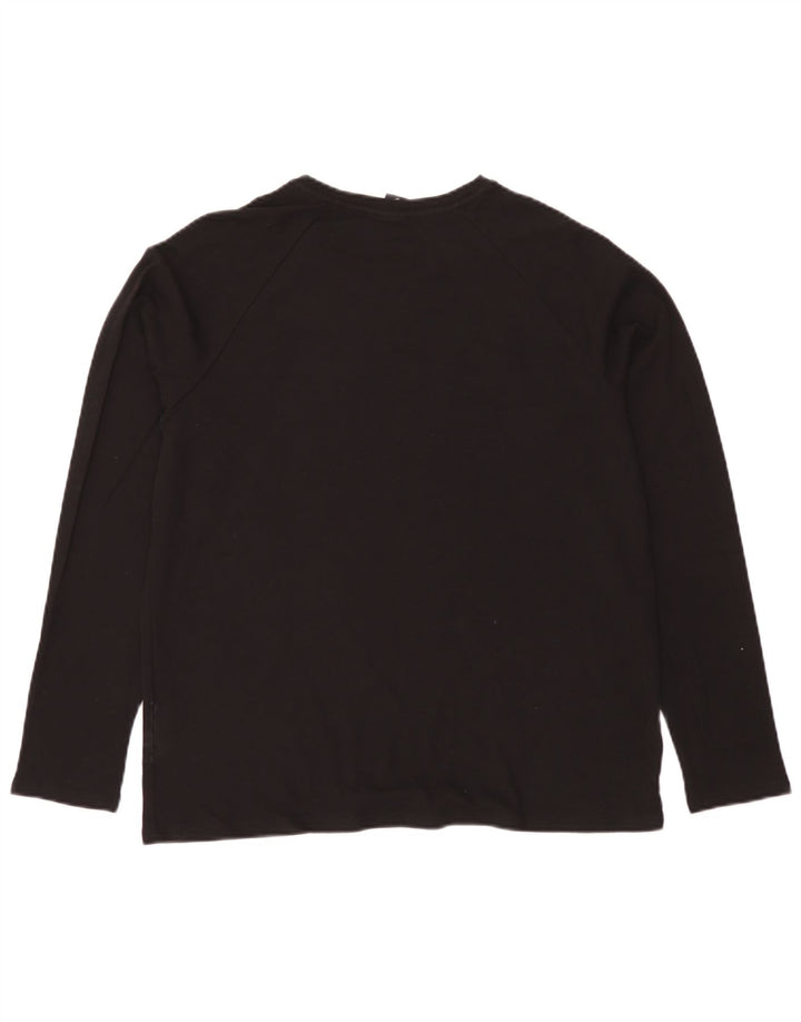 Hugo Boss Mens Graphic Top Manga Longa Grande Algodão Preto