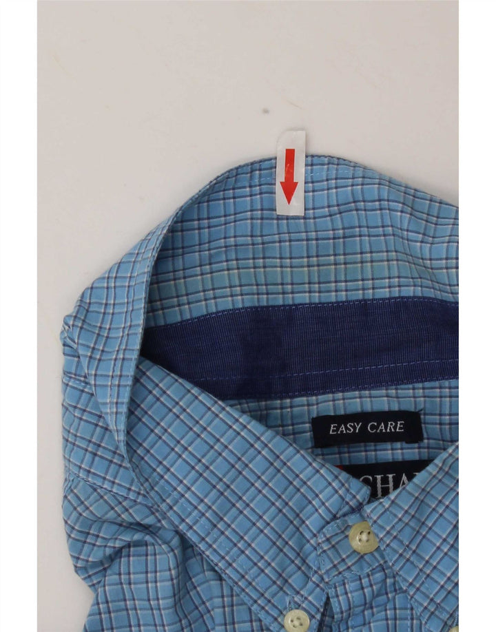 Camisa masculina de manga curta Chaps XL azul algodão guingão