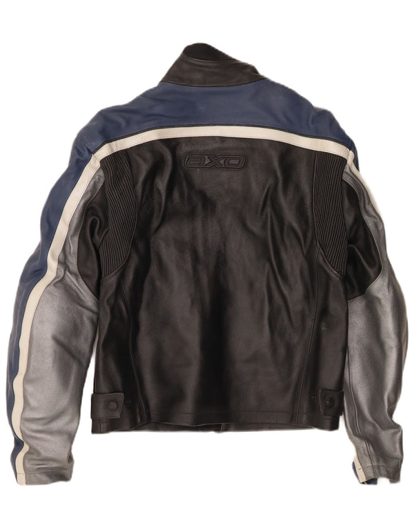 Jaqueta feminina de couro AXO UK 6 XS preta colorblock