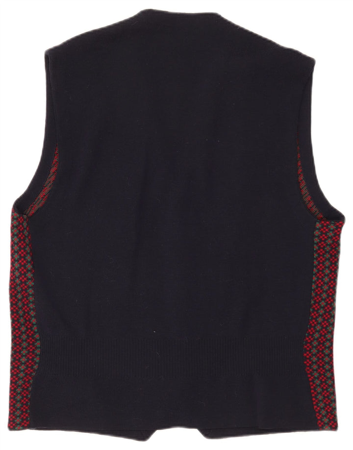 Colete masculino de malha Svevo XL azul marinho de lã geométrica