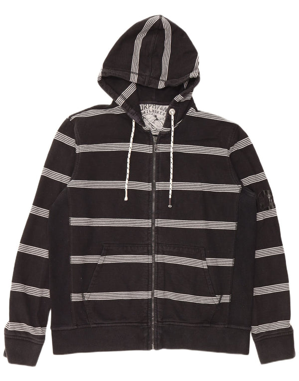 Murphy & Nye Suéter masculino com capuz e zíper gráfico XL de algodão listrado preto