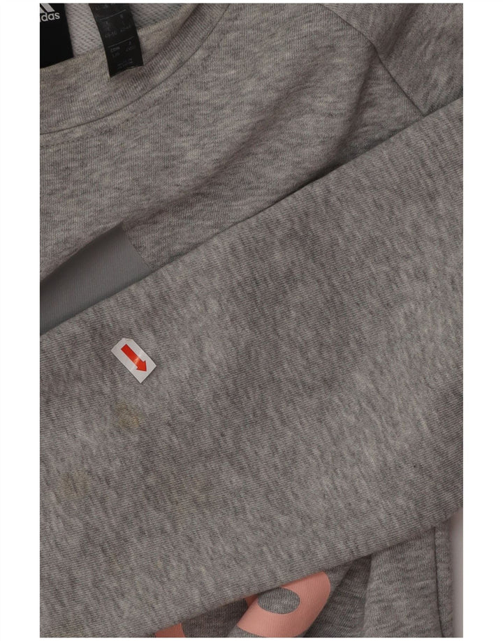ADIDAS Womens Graphic Sweatshirt Jumper UK 14/16 Grande Cinza Algodão