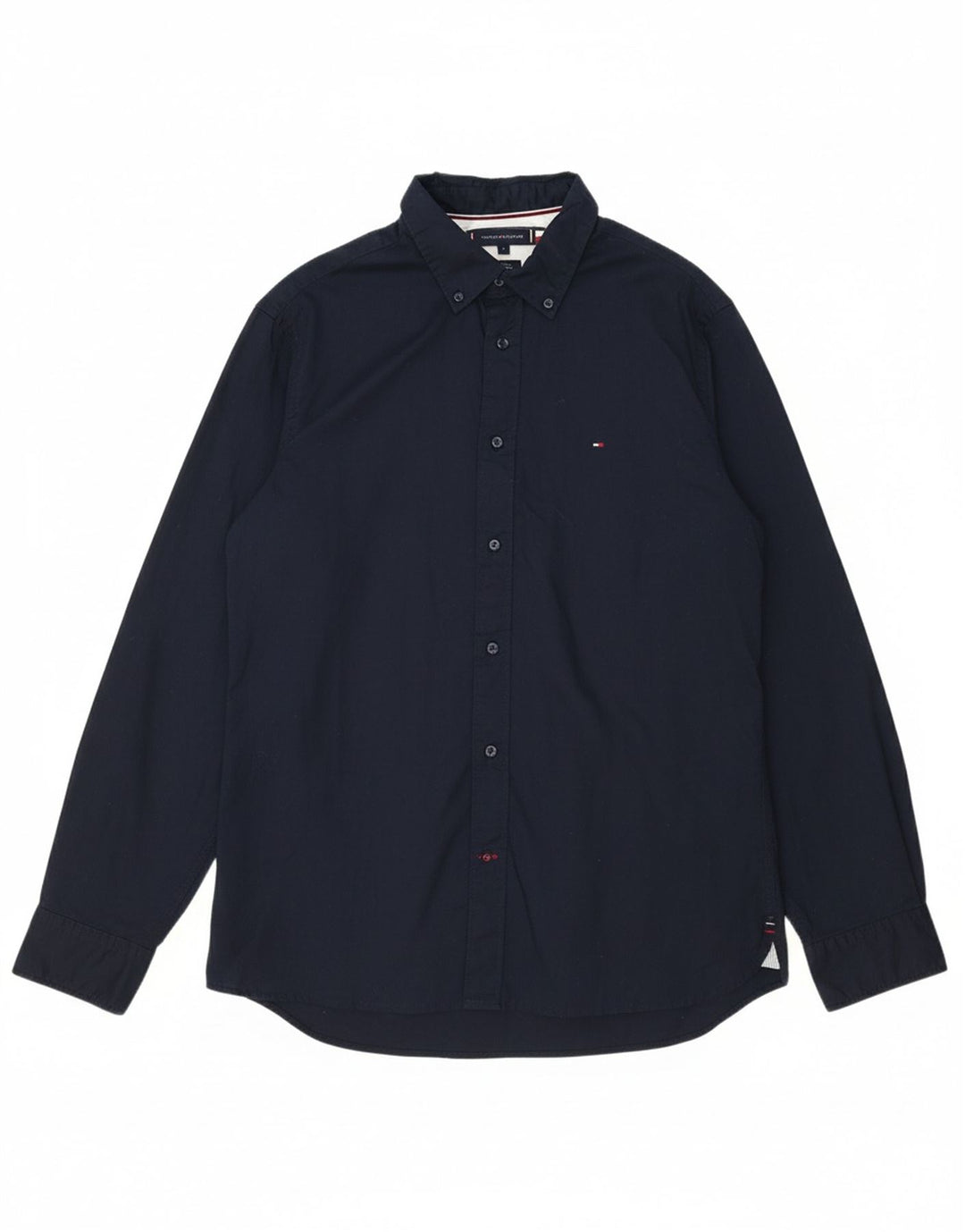 Camisa masculina TOMMY HILFIGER Flex Regular Fit grande algodão azul marinho