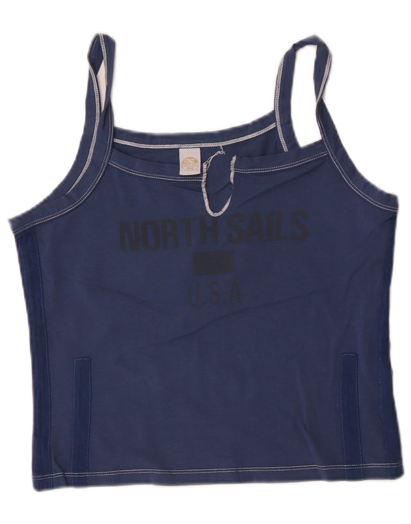 North Sails Womens Graphic Cami Top Reino Unido 14 Grande Algodão Azul Marinho