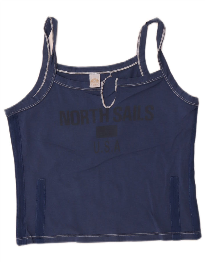 North Sails Womens Graphic Cami Top Reino Unido 14 Grande Algodão Azul Marinho