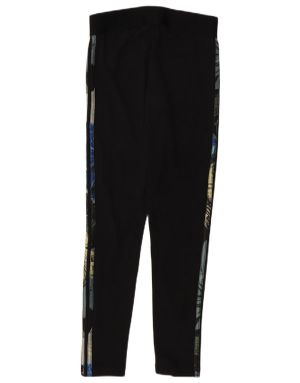 ADIDAS Womens Graphic Leggings UK 8/10 Small  Black Floral