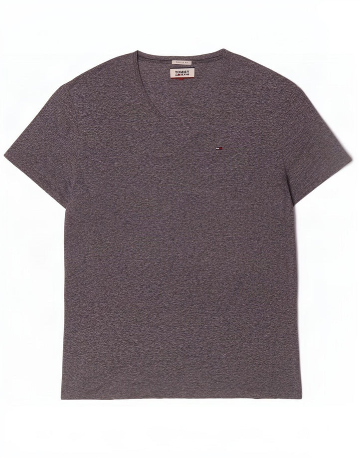 Camiseta masculina Tommy Hilfiger Regular Fit Top XL poliéster manchado cinza