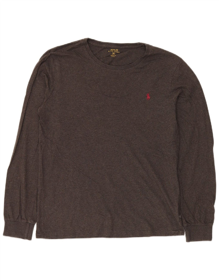 POLO RALPH LAUREN Camiseta masculina de ajuste personalizado manga comprida algodão cinza médio