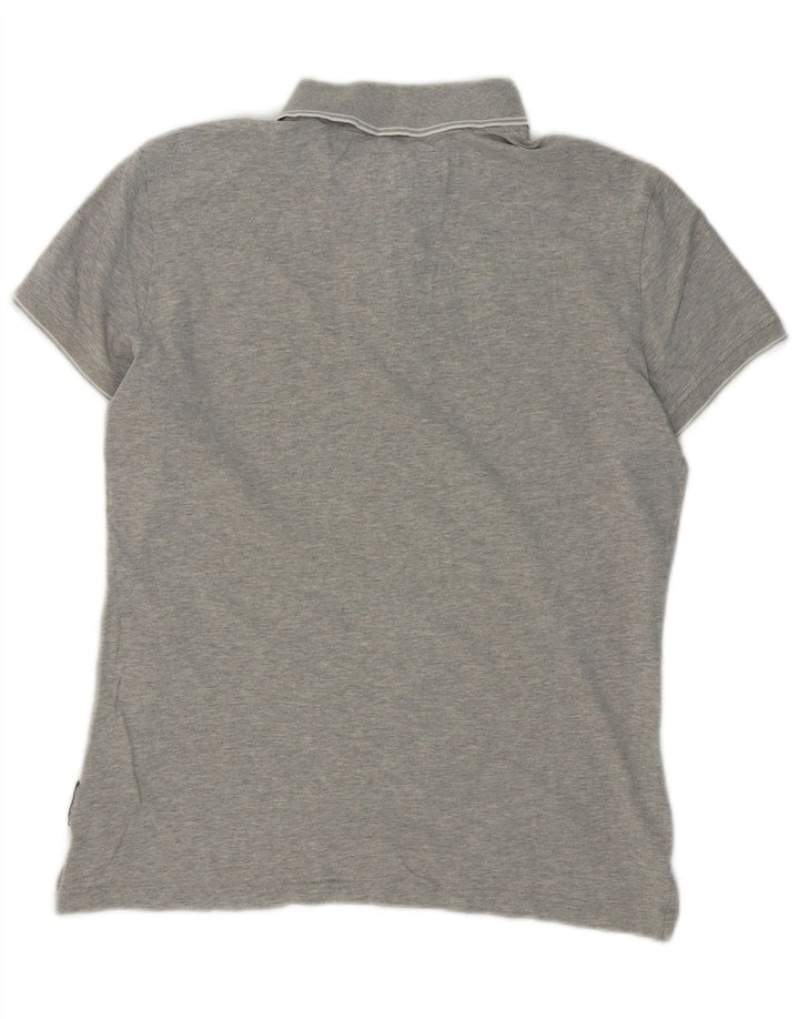 Camisa polo masculina Armani Jeans extra slim fit algodão cinza médio